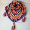 🍁 Multicolor Crochet Shawl – Handmade Triangular Scarf | 100% Cotton Yarn - Image 11
