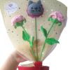 Handmade Crochet Floral Arrangement – Pink Roses & Cat Flower