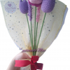 Handmade Crochet Floral Arrangement – Pink Roses & Cat Flower - Image 3